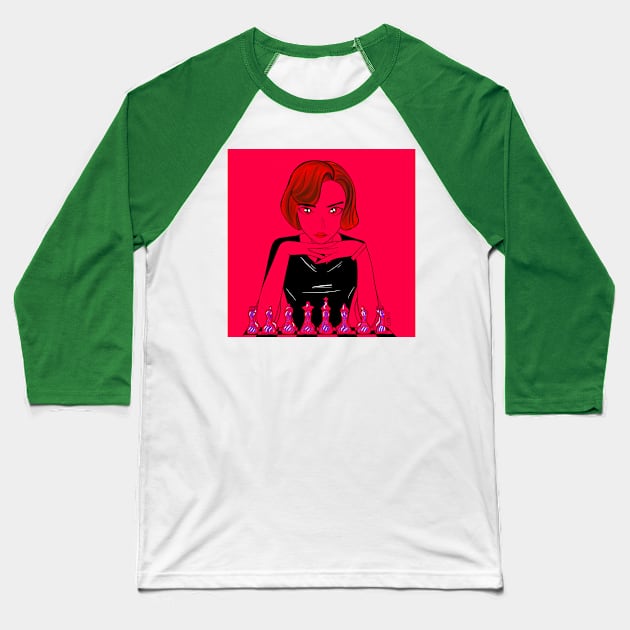 Beth the queen’s gambit in chessmaster in red room Baseball T-Shirt by jorge_lebeau